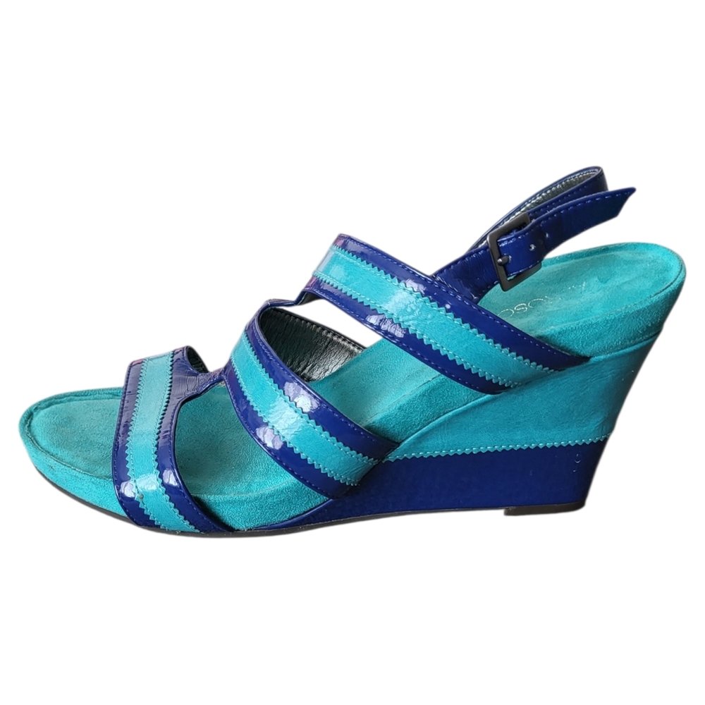 Aerosoles Women's Blue And Teal Wedge Heel Sandals Size 11